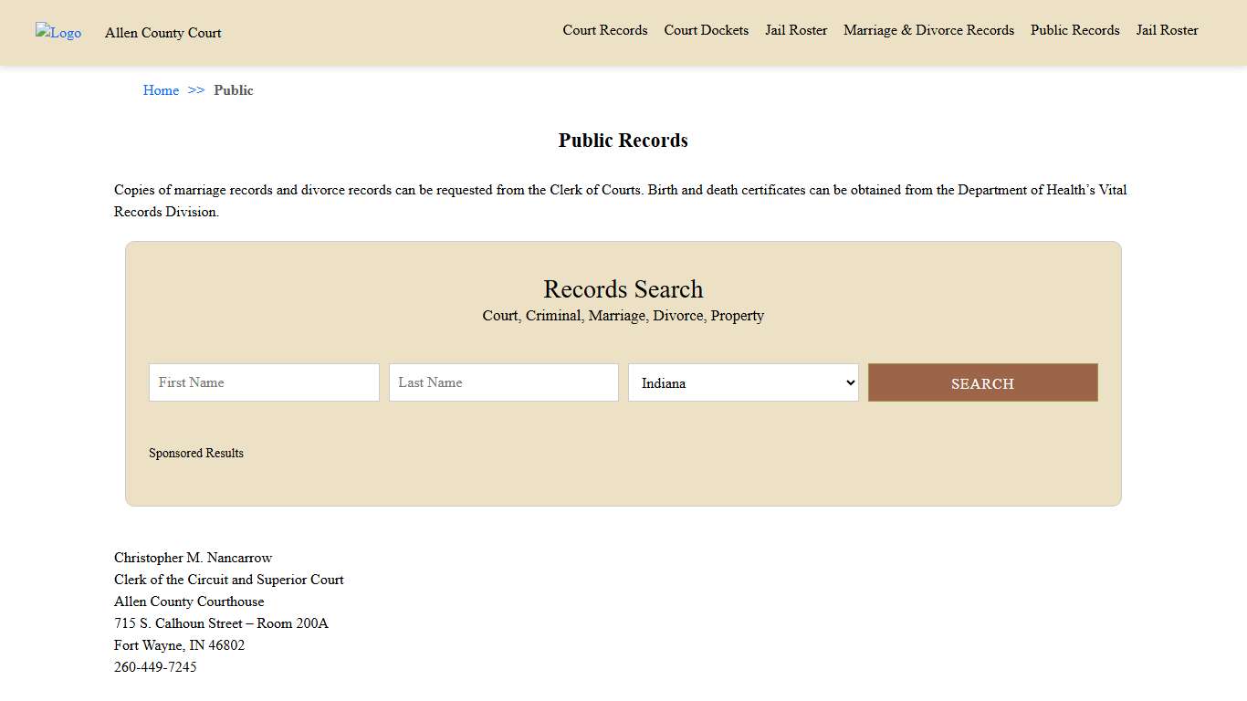 Public Records | Allen County Court