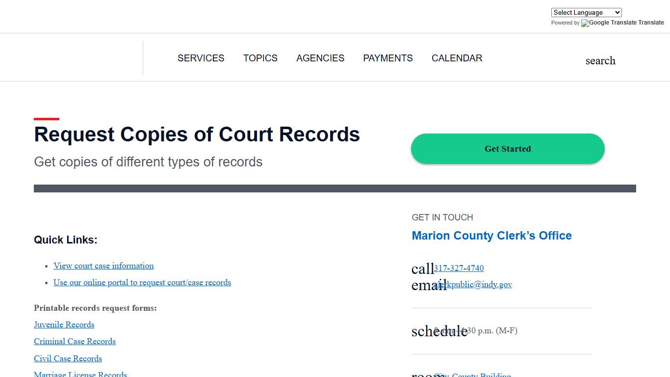 indy.gov: Request Copies of Court Records